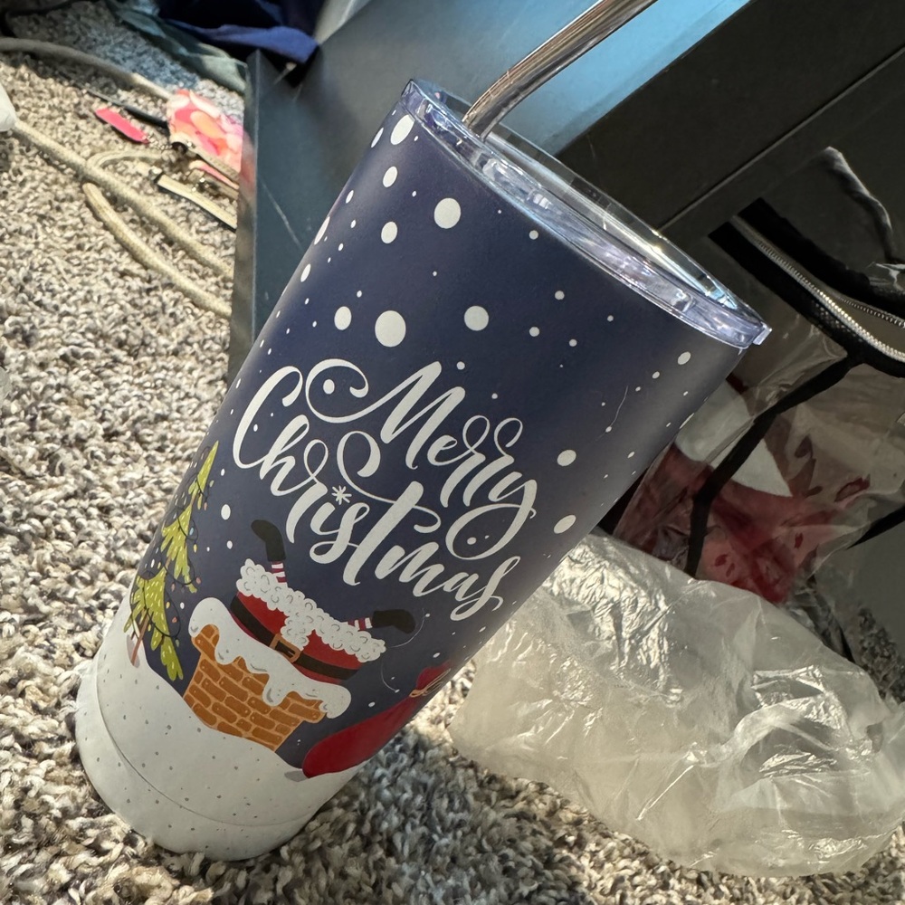 Merry Christmas Tumbler with Straw